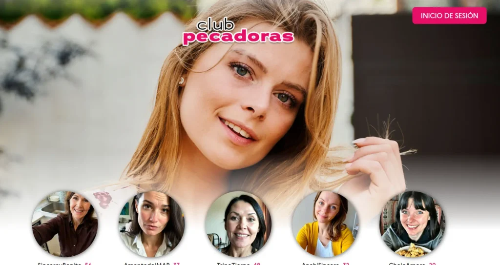 ClubPecadoras.com mostrando perfiles femeninos sospechosos, sistema de créditos premium y advertencias sobre estafa confirmada por múltiples expertos independientes con caso documentado pérdida 22000 euros