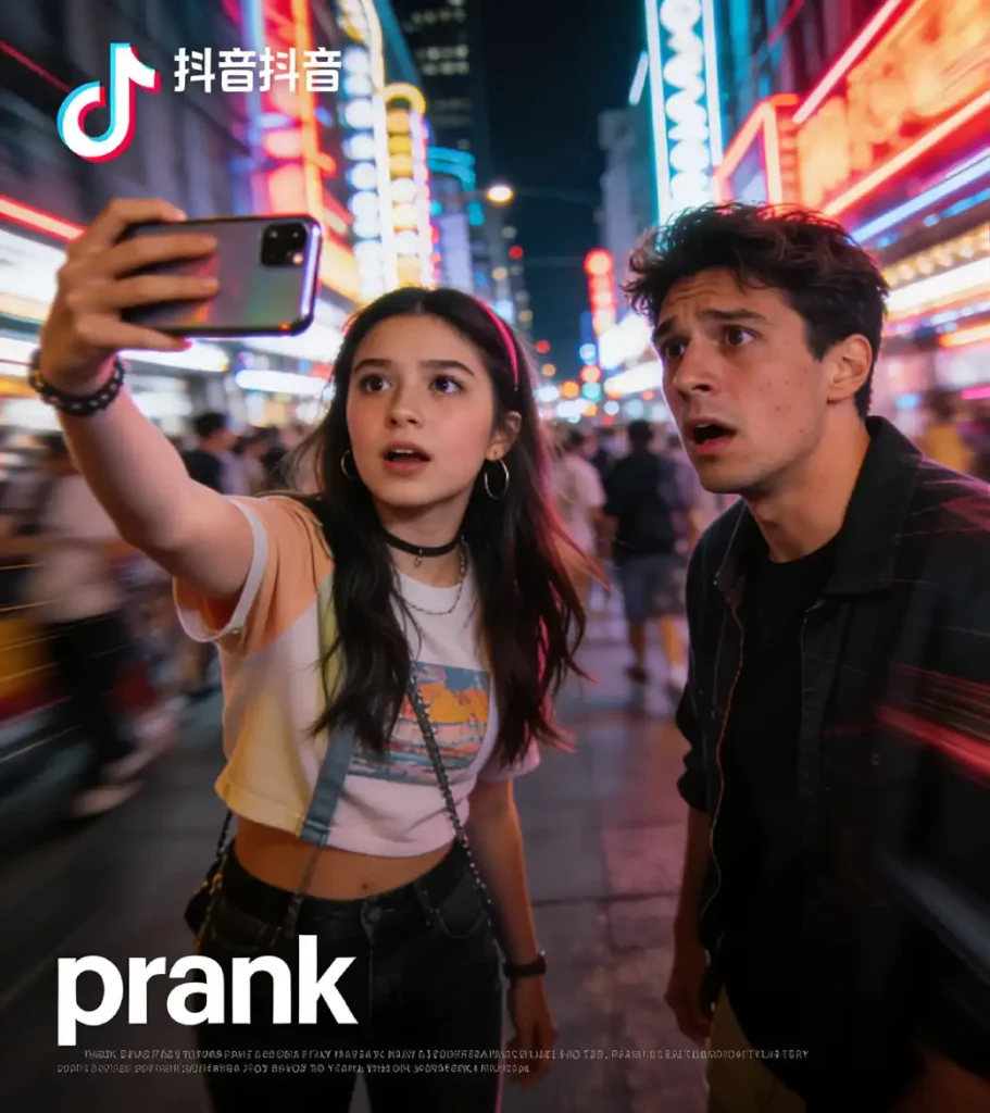 Influencer grabando broma de cámara oculta tipo Erola Jons frente a una cita romántica privada